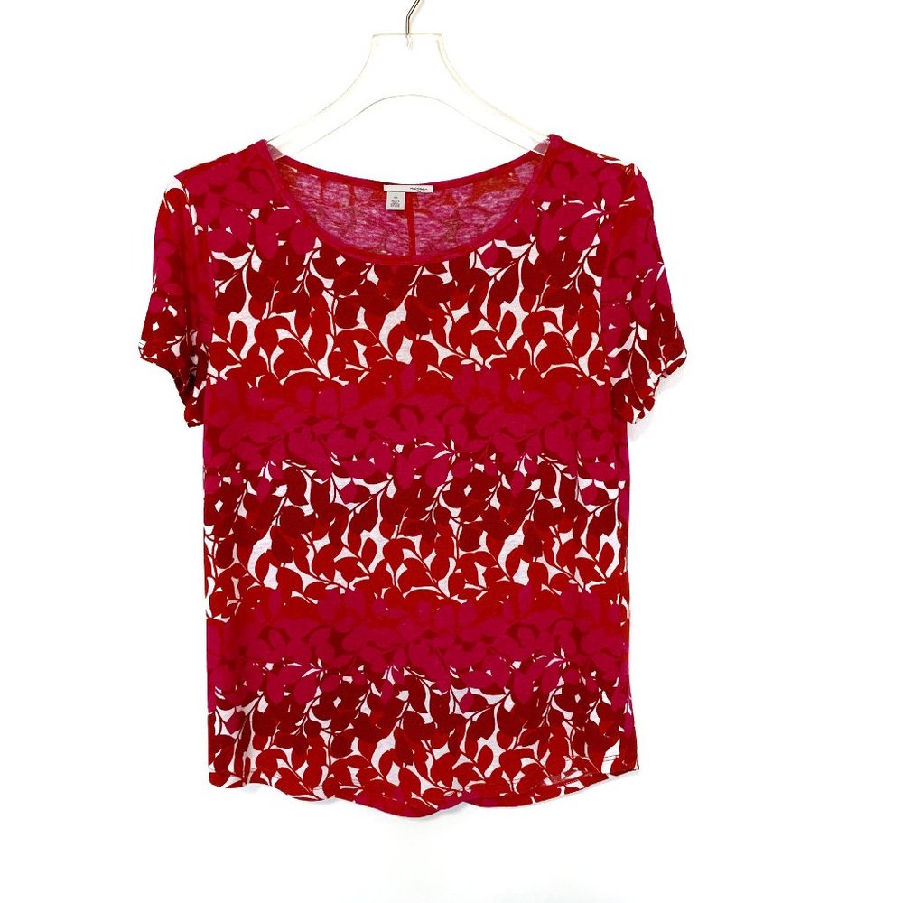 Halogen Red Pink Cream Round Neck Top XS